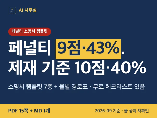 페널티 소명서 템플릿 7종 대표 이미지
